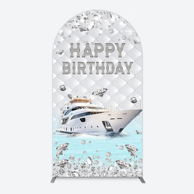Aperturee - Aperturee Simple Ship Glitter Happy Birthday Arch Backdrop