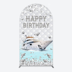 Aperturee - Aperturee Simple Ship Glitter Happy Birthday Arch Backdrop
