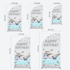 Aperturee - Aperturee Simple Ship Glitter Happy Birthday Half Moon Arch Backdrop