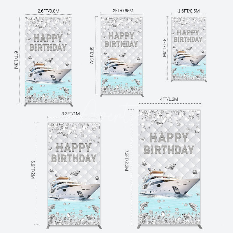 Aperturee - Aperturee Simple Ship Glitter Happy Birthday Rectangle Backdrop