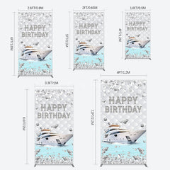 Aperturee - Aperturee Simple Ship Glitter Happy Birthday Rectangle Backdrop