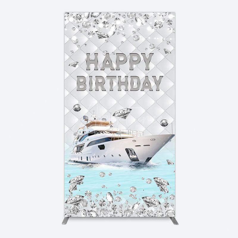 Aperturee - Aperturee Simple Ship Glitter Happy Birthday Rectangle Backdrop