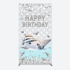 Aperturee - Aperturee Simple Ship Glitter Happy Birthday Rectangle Backdrop