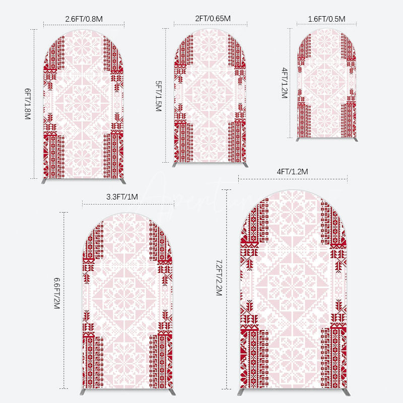 Aperturee - Aperturee Simple Slovakia Pattern Happy Birthday Arch Backdrop