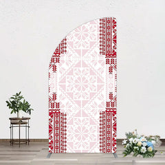 Aperturee - Aperturee Simple Slovakia Pattern Happy Birthday Half Moon Arch Backdrop