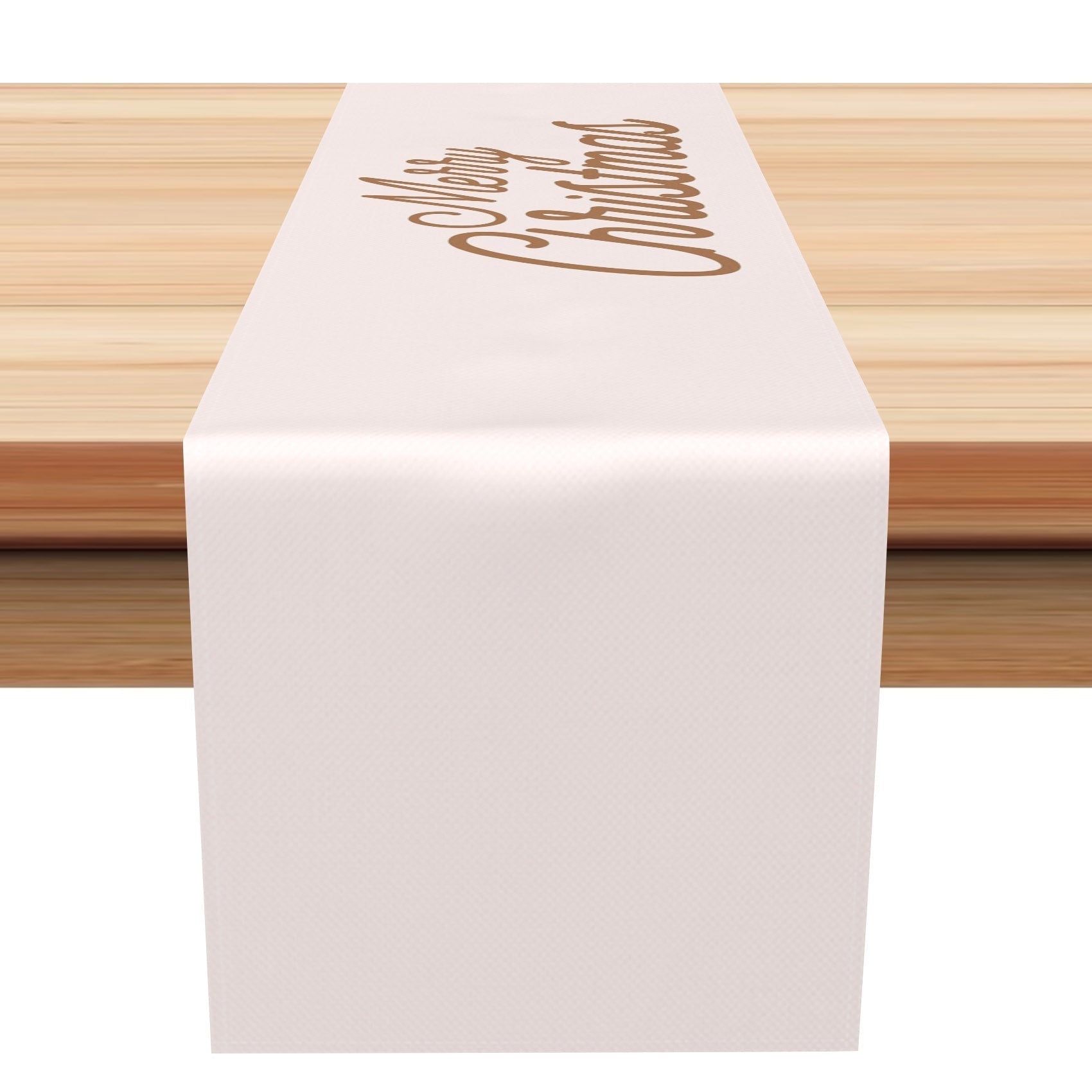 Aperturee - Aperturee Simple Solid Light Pink Merry Christmas Table Runner