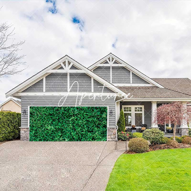 Aperturee - Aperturee Simple Spring Fresh Green Leaves Garage Door Banner
