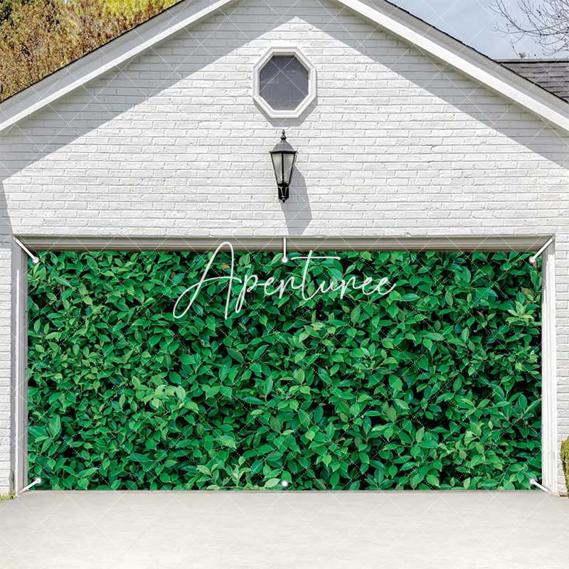 Aperturee - Aperturee Simple Spring Fresh Green Leaves Garage Door Banner