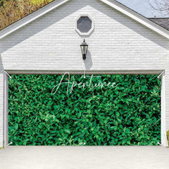 Aperturee - Aperturee Simple Spring Fresh Green Leaves Garage Door Banner