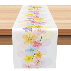 Aperturee - Aperturee Simple Spring Table Runner with Colorful Blooming Flowers for Easter Holiday and Everyday Kitchen Decor