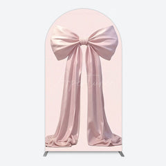 Aperturee - Aperturee Simple Sweet Dusty Pink Bow Birthday Arch Backdrop