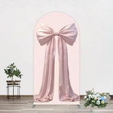 Aperturee - Aperturee Simple Sweet Dusty Pink Bow Birthday Arch Backdrop