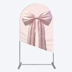 Aperturee - Aperturee Simple Sweet Dusty Pink Bow Birthday Arch Backdrop