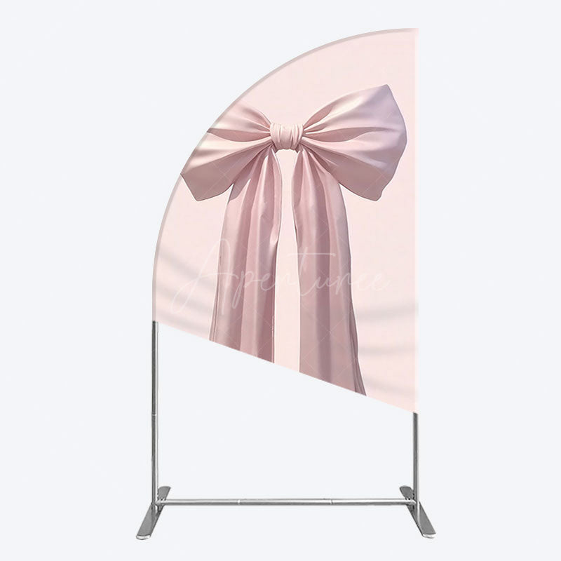 Aperturee - Aperturee Simple Sweet Dusty Pink Bow Birthday Half Moon Arch Backdrop