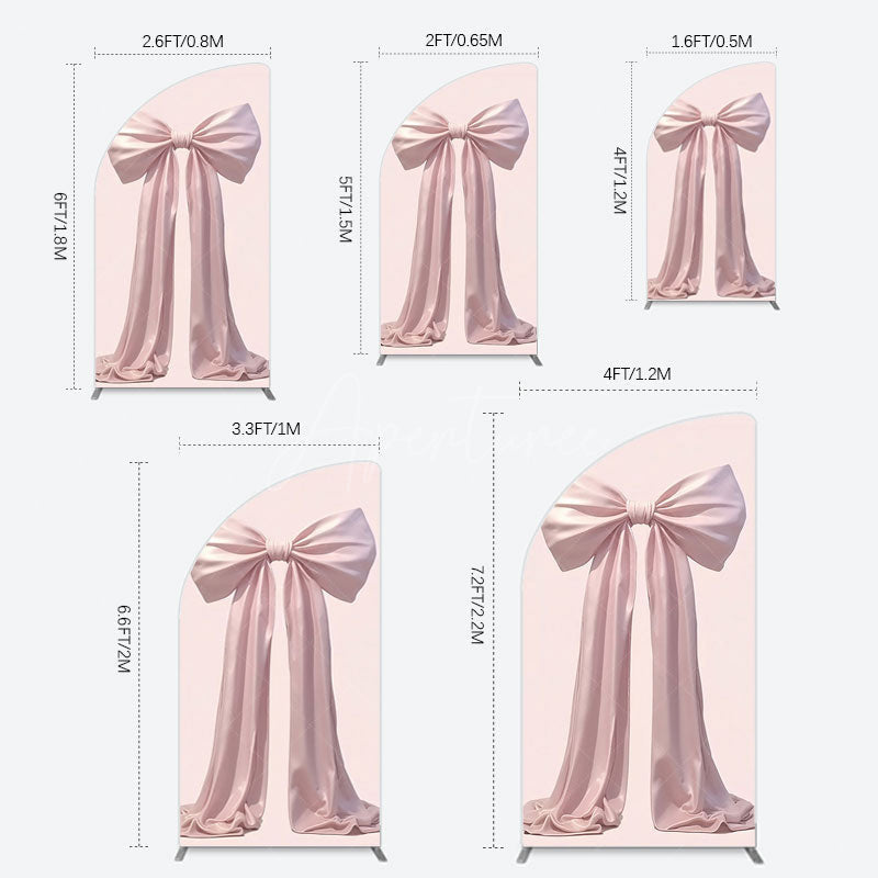 Aperturee - Aperturee Simple Sweet Dusty Pink Bow Birthday Half Moon Arch Backdrop