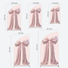 Aperturee - Aperturee Simple Sweet Dusty Pink Bow Birthday Half Moon Arch Backdrop
