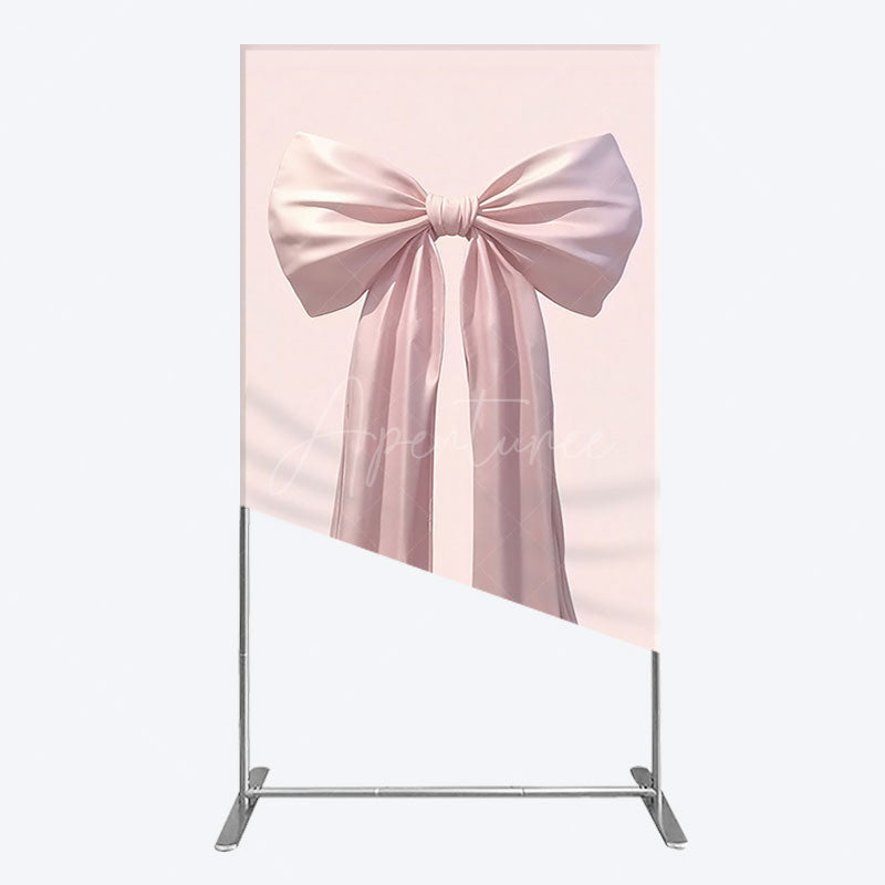 Aperturee - Aperturee Simple Sweet Dusty Pink Bow Birthday Rectangle Backdrop