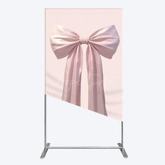 Aperturee - Aperturee Simple Sweet Dusty Pink Bow Birthday Rectangle Backdrop
