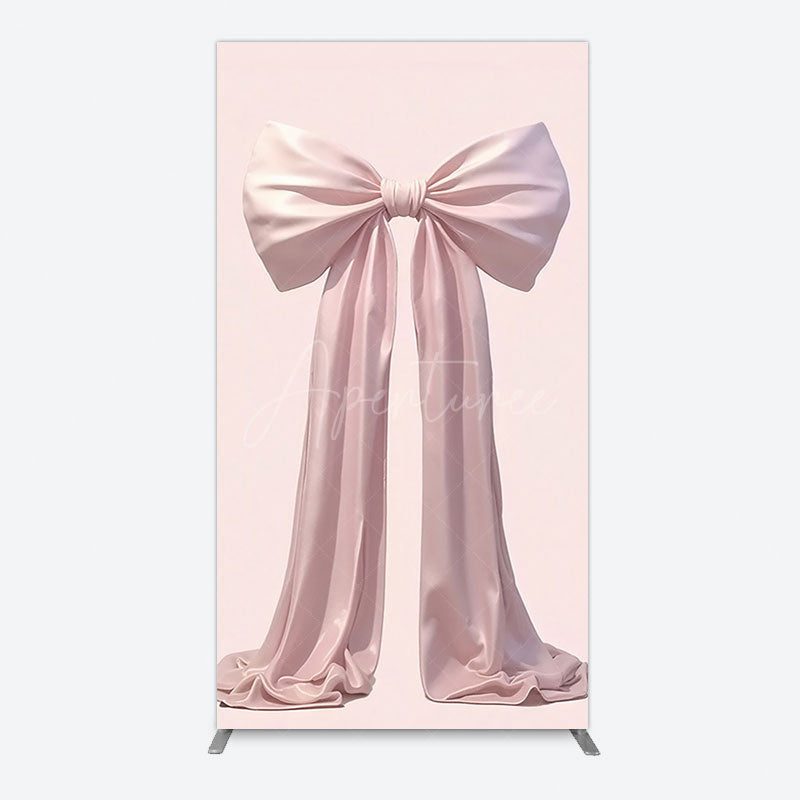 Aperturee - Aperturee Simple Sweet Dusty Pink Bow Birthday Rectangle Backdrop