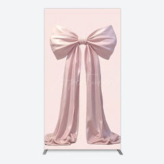 Aperturee - Aperturee Simple Sweet Dusty Pink Bow Birthday Rectangle Backdrop