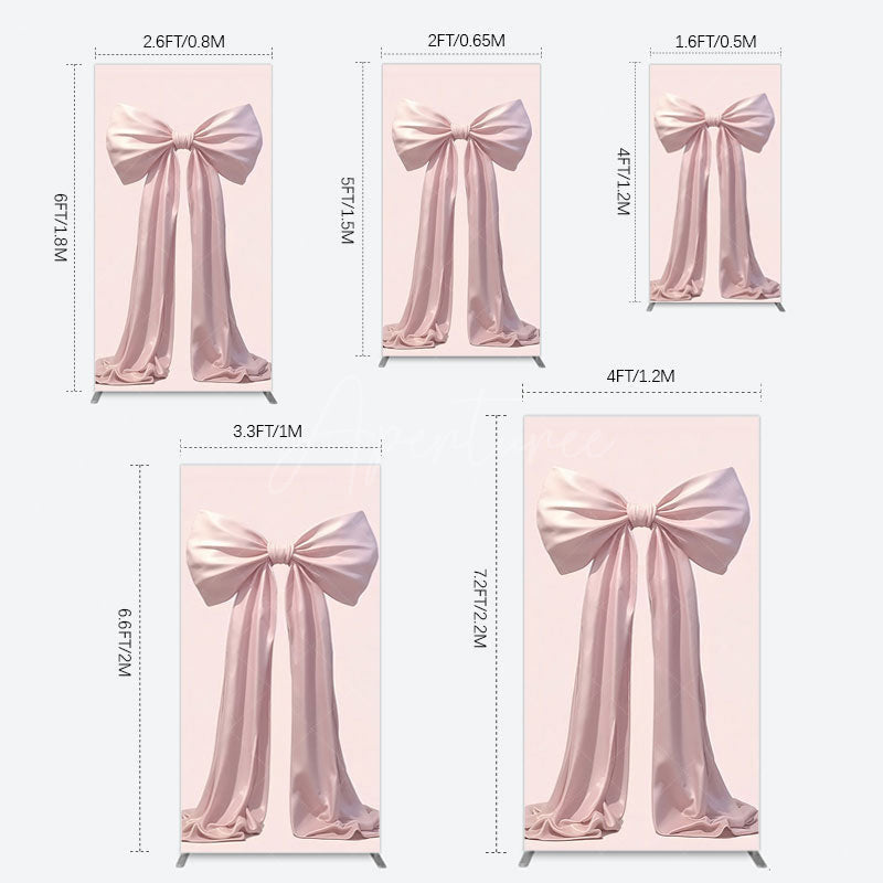 Aperturee - Aperturee Simple Sweet Dusty Pink Bow Birthday Rectangle Backdrop