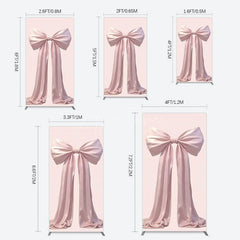 Aperturee - Aperturee Simple Sweet Dusty Pink Bow Birthday Rectangle Backdrop