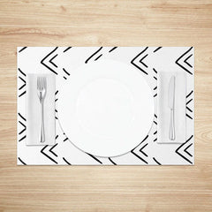 Aperturee - Aperturee Simple White and Black Abstract Lines Set of 4 Placemats for Modern Minimalist and Scandinavian Decor