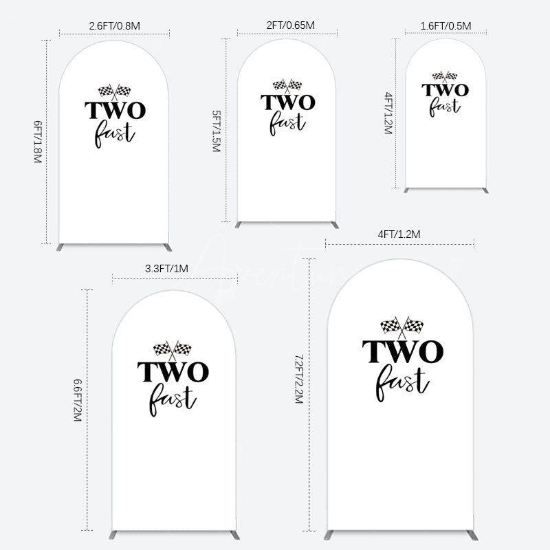 Aperturee - Aperturee Simple White Black Two Fast Birthday Arch Backdrop