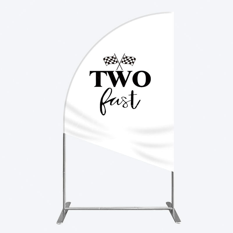 Aperturee - Aperturee Simple White Black Two Fast Birthday Half Moon Arch Backdrop