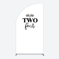 Aperturee - Aperturee Simple White Black Two Fast Birthday Half Moon Arch Backdrop