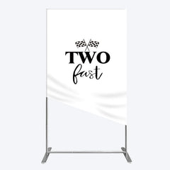 Aperturee - Aperturee Simple White Black Two Fast Birthday Rectangle Backdrop