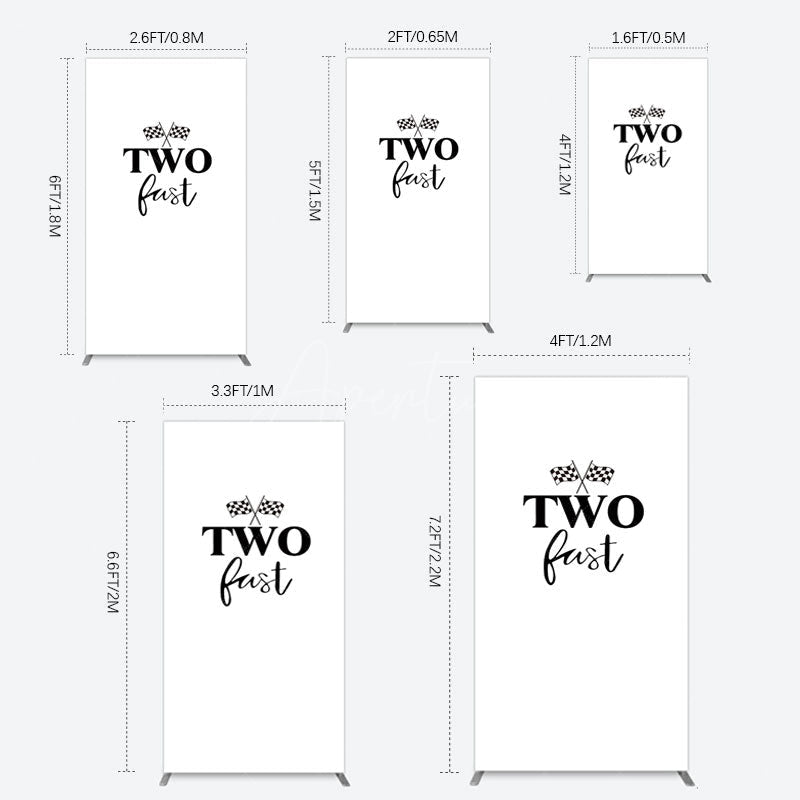 Aperturee - Aperturee Simple White Black Two Fast Birthday Rectangle Backdrop