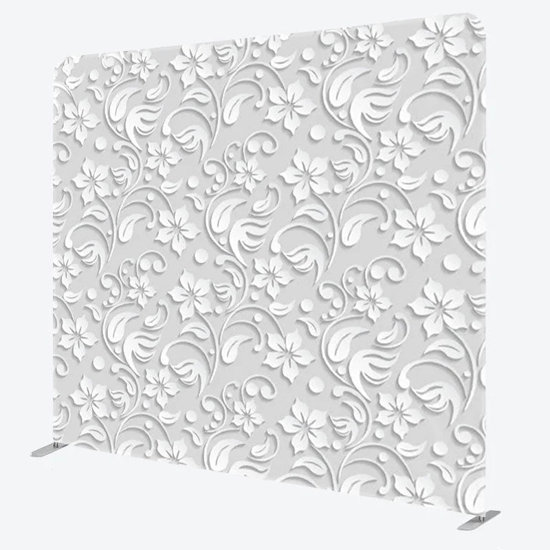Aperturee - Aperturee Simple White Spiral Floral Backdrop Cover For Decor