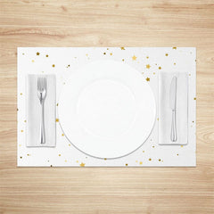 Aperturee - Aperturee Simple White Yellow Brown Stars Set of 4 Placemats