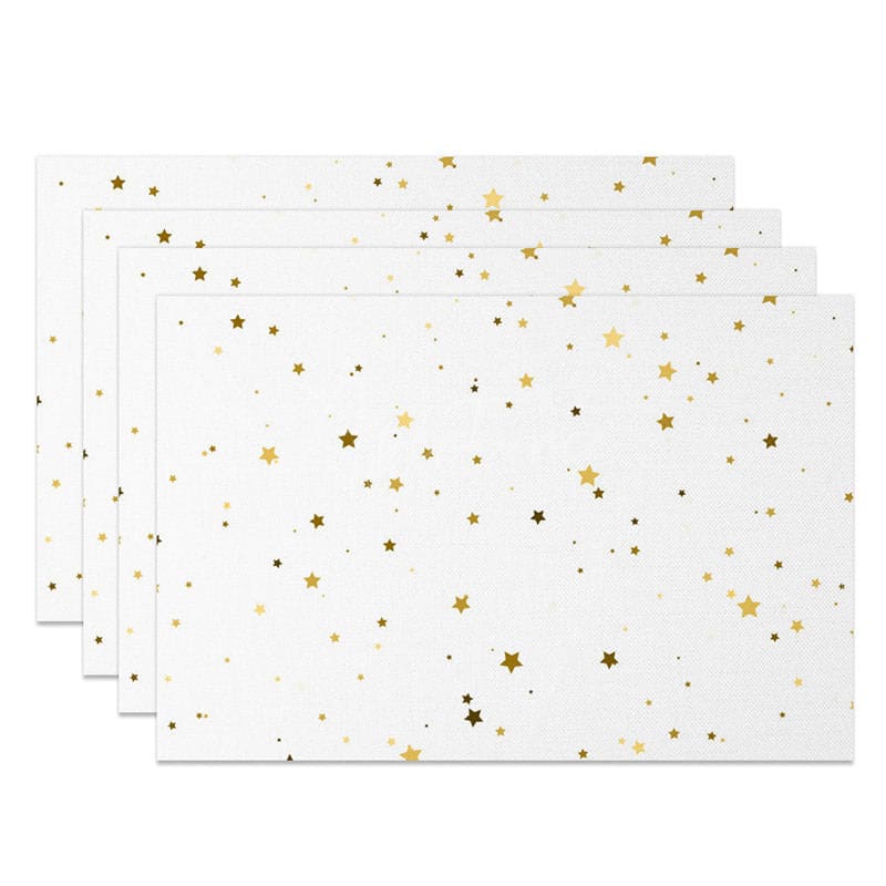 Aperturee - Aperturee Simple White Yellow Brown Stars Set of 4 Placemats
