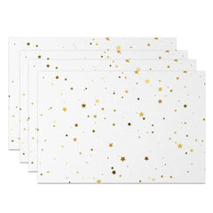 Aperturee - Aperturee Simple White Yellow Brown Stars Set of 4 Placemats
