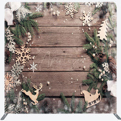 Aperturee - Aperturee Simple Wooden Winter Christmas Pillow Case Backdrop