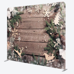 Aperturee - Aperturee Simple Wooden Winter Christmas Pillow Case Backdrop
