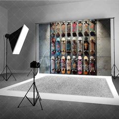 Aperturee - Aperturee Skateboard Wall Display Photography Backdrop Urban Street Skate Deck Collection Shop Background