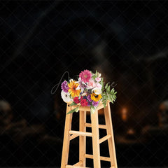 Aperturee - Aperturee Skeleton Cauldron Terrifying Night Halloween Backdrop