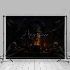 Aperturee - Aperturee Skeleton Cauldron Terrifying Night Halloween Backdrop
