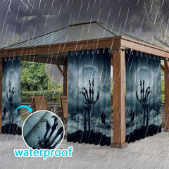 Aperturee - Aperturee Skeleton Hand Waterproof Printed Outdoor Curtains