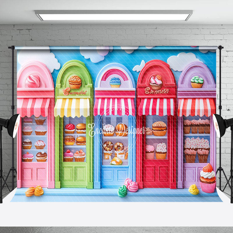 Aperturee - Aperturee Sky Cloud Colorful Dessert Shelf Cake Smash Backdrop