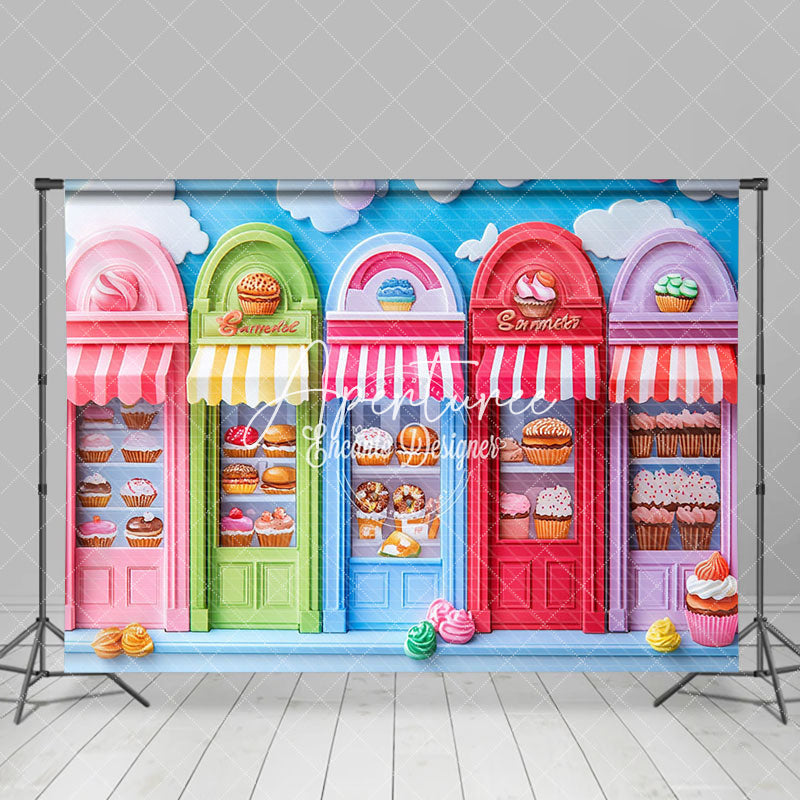 Aperturee - Aperturee Sky Cloud Colorful Dessert Shelf Cake Smash Backdrop