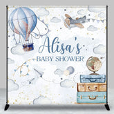 Aperturee - Aperturee Sky Cloud Hot Air Balloon Custom Baby Shower Backdrop