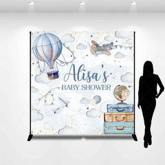 Aperturee - Aperturee Sky Cloud Hot Air Balloon Custom Baby Shower Backdrop
