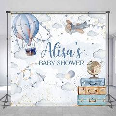 Aperturee - Aperturee Sky Cloud Hot Air Balloon Custom Baby Shower Backdrop