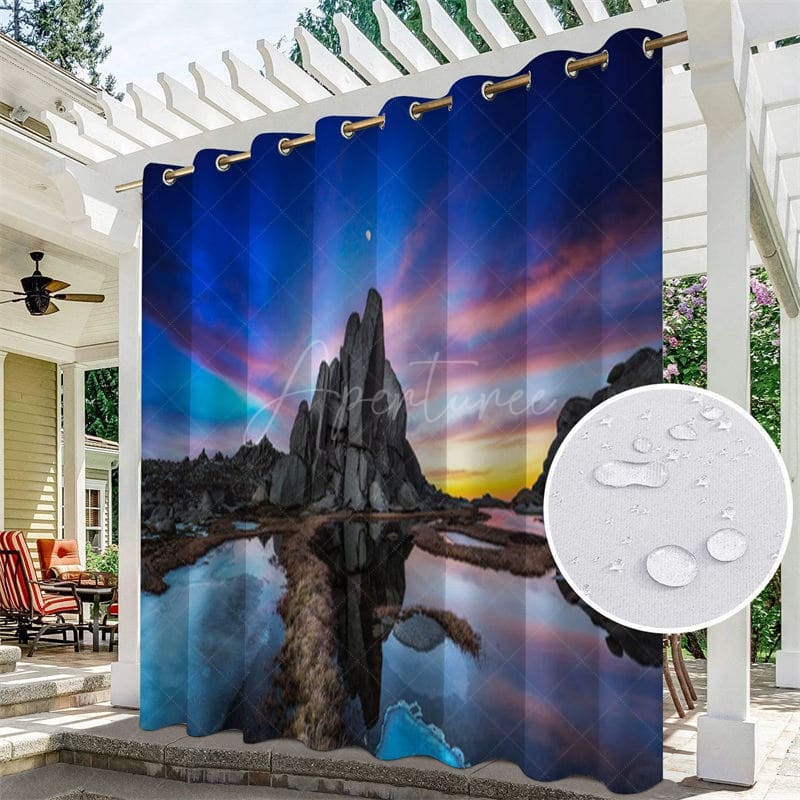 Aperturee - Aperturee Sky Coast Waterproof Landscape Outdoor Curtains For Gazebo