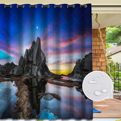 Aperturee - Aperturee Sky Coast Waterproof Landscape Outdoor Curtains For Gazebo