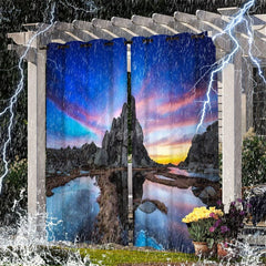 Aperturee - Aperturee Sky Coast Waterproof Landscape Outdoor Curtains For Gazebo